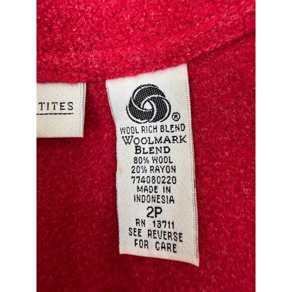 Vintage VALERIE STEVENS Boiled Wool Blazer Size 2P Cherry Red Preppy Career - Picture 7 of 8